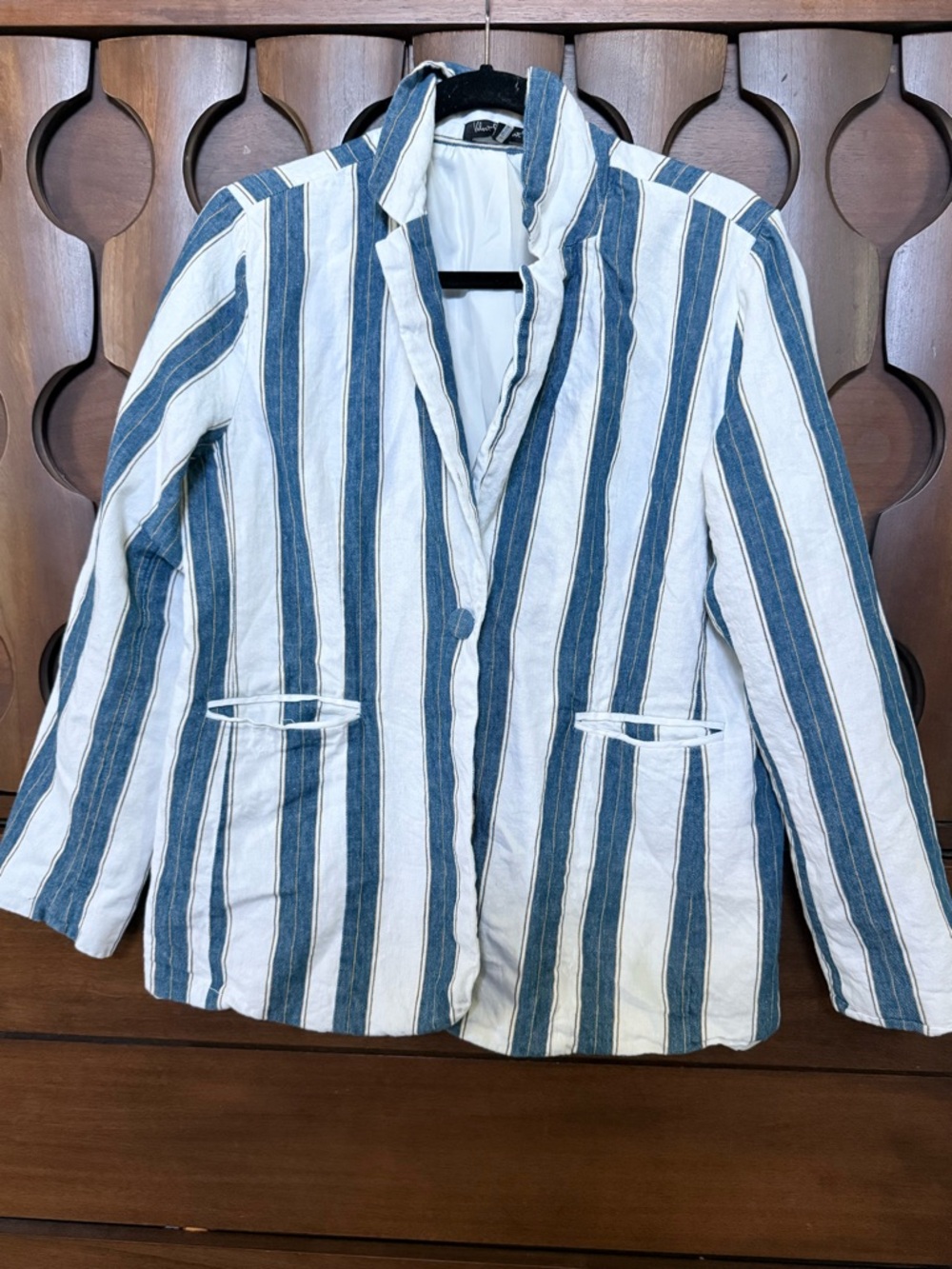 Velvet Heart Blue and White Striped Blazer